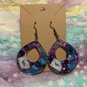 Pink and Blue Joker Card Earrings